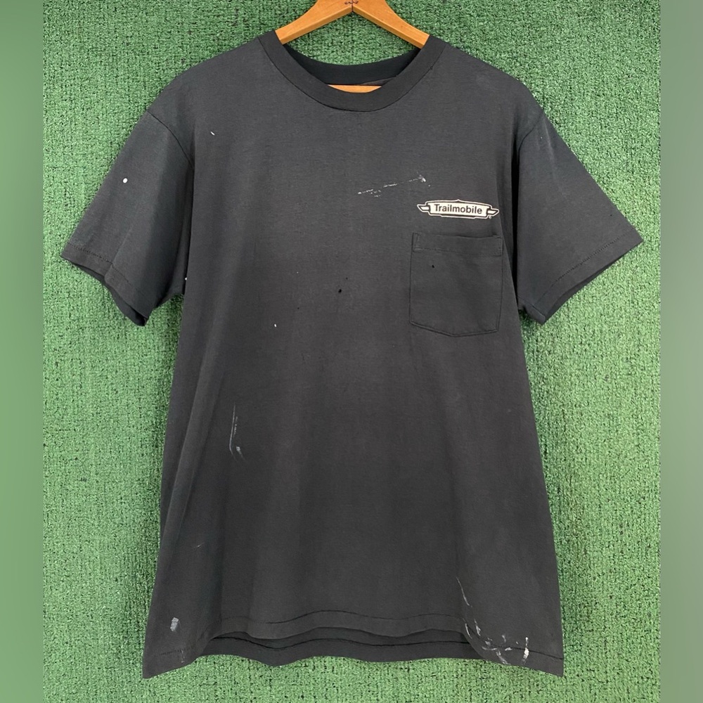 VTG 90s Trailmobile Commercial Semi-Trailer Pocket Distressed T-Shirt Men Medium